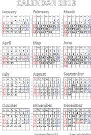 Calendar 2019 United Kingdom Calendar Printable Calendar Pdf Calendar 2019 Printable