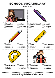 school vocabulary worksheets free pdf