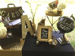 Black And Gold Card Box Card Box And Guest Globe Set Up Graduation Party Travel Theme Black White And Gold Graduation Party Graduation Card Boxes Graduation Tables