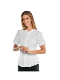 Vêtement de travail médical pour femme. Chemise Blanche Manches Courtes Pour Femme Stretch Confort