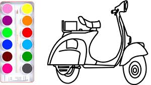 How To Draw Scooter Coloring Page For Kids L Coloring Draw Kids Toddler Color Learning Learning Colors Toddler Learning