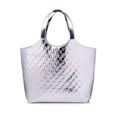 MAXI TOTE BAG METALLIC SILVER - Spacious and Stylish Luxury Tote for Boss  Women