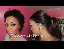 Quick Weave With A High Ponytail Tutorial Video High Ponytail Tutorial Natural Hair Styles Ponytail Tutorial