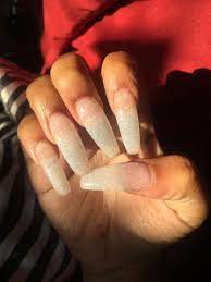Clear Sparkly Acrylic Powder Add Me On Snap Kaylia Relford Follow My Boards Clear Acrylic Nails Sparkly Acrylic Nails Clear Sparkly Nails
