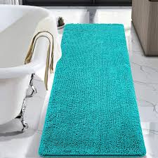 Shop a wide variety of bath mats and bathroom mat sets and rug sets for your home at walmart.ca! Amazon Com Lochas Luxury Bathroom Rug Shaggy Bath Mat 24 X 60 Inch Shaggy Washable Non Slip Bath Rugs For Bathroom Shower Soft Plush Chenille Absorbent Carpets Mats Teal Blue Home Kitchen