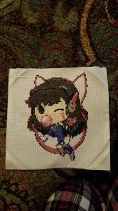 Ashe and bob overwatch cross stitch. Fo Finally Finished My Overwatch D Va Cross Stitch Crossstitch