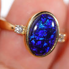 $495.00 · natural solid australian black opal . 14k Gold Black Opal Ring Gold And Diamonds Cr61