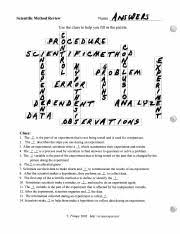 Scientific method crossword puzzle contents: 8222220 Pdf Scientific Method Review Name Use The Clues To Help You Fill In The Puzzle M Ti 0 1 U20ac 2 Jf O Ft 3 14 Clues 1 The Is The Part Of An Course Hero