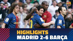 Champions league finalists real have now failed to beat barca in the past four league attempts and their frustrations increased when they were denied barcelona and real madrid both return to league action on wednesday. Real Madrid 2 6 Barca Match Highlights 2008 09 Youtube