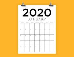 Sale Vertical 8 5 X 11 Inch 2020 Calendar Template Instant Etsy In 2020 Calendar Template 2020 Calendar Template Blank Calendar Template