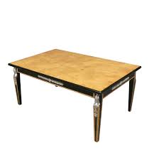 Acacia veneer table top with striking herringbone design. Large Rectangular Art Deco Coffee Table Htdeco
