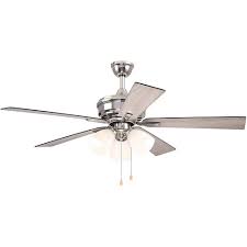 Captiva 52 indoor contemporary pure white ceiling fan with led light and remote control. 52 Dual Mount Brushed Nickel Ceiling Fan With Frosted White Glass Light Reversible Blades Hearth Brands Target