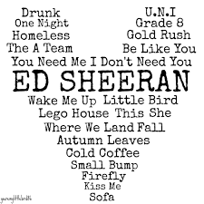 Youtube tiktok pinterest twitter instagram facebook. 64 Ed Sheeran Lyrics