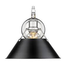 Golden Lighting Orwell Chrome Sconce With Black Empire Shade 3306 1wch Blk Destination Lighting