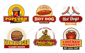 Deep fry, air fry or bake how to make chicken nuggets. Fast Food Restaurant And Cafe Labels With Lunch Snack Hamburger Royalty Free Cliparts Vectors And Stock Illustration Image 106482328