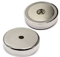 405 LB Neodymium Pot Magnet Dia 2.95" with 3/8" Countersunk Hole |  Heavy-Duty Magnetic Round Base
