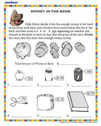 Money In The Bank Free Printable Money Worksheet Jumpstart Worksheets For Kids Money Worksheets Kids Math Worksheets