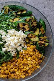 Corn And Grilled Zucchini Salad Simply Delicious In 2020 Summer Salads Vegetarian Recipes Healthy Recipes