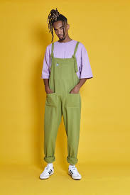 Mens Umi Cotton Dungarees In Olive Green Overalls Men Fashion Streetwear Fashion Retro Outfits
