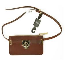 Maybe you would like to learn more about one of these? Michael Kors Brown Leather Small Fanny Pack Waist Belt Bag Gold Tone Logo Charm Ref 304781 Joli Closet