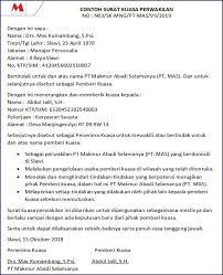 Contoh surat wakil untuk ambik geran atau sebagainya. Contoh Surat Kuasa Perwakilan Surabaya
