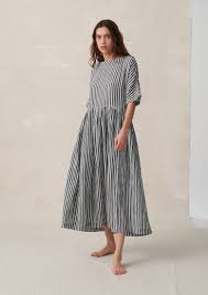 Stripe Cotton Crepe Dress Toast Cotton Stripe Dresses Striped Dress Outfit Summer Cotton Dresses