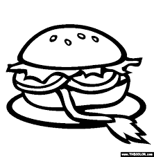 Hamburger and fries coloring page. Oxtail Burger Coloring Page Free Oxtail Burger Online Coloring