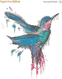 Watercolor Hummingbird Cross Stitch Pattern Pdf Watercolor