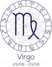 zodiac sign virgo astrological symbol in wheel with polygonal