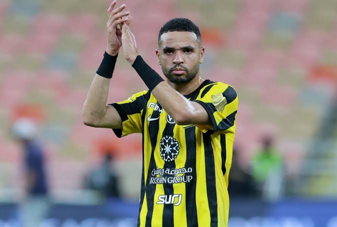 Youssef En-Nesyri celebrates his late free-kick goal for Al-Ittihad