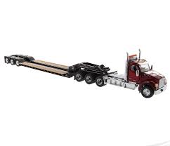 Diecast masters 1:50 kenworth t880s sffa tandem truck w/pusher axle dump truck. Kenworth 1 50 Scale T880 Sffa Radient Red Daycab Tridem Tractor With Xl 120 Low Profile Hdg Trailer 71061 Catmodels Com