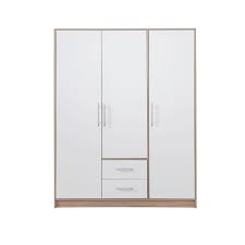 Drehturenschrank Kleiderschrank Hannut 07 Farbe Weiss Eiche Abmessungen 190 X 150 X 56 Cm H X B X T