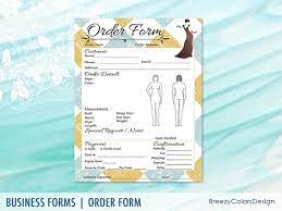 Dress Order Form 8 5x11 Inches Breezy Colors Design In 2021 Order Form Template Order Form Dress Order