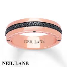 Black Diamonds And Black Rhodium Accents Line The Center Of This Superb Men 39 S Band From T Rose Gold Black Diamond Rings For Men Rose Gold Mens Wedding Band