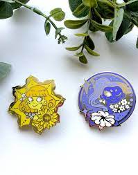 Sunflower Moonflower Enamel Lapel Pins Sunflower Etsy Lapel Pins Enamel Lapel Pin Moon Flower