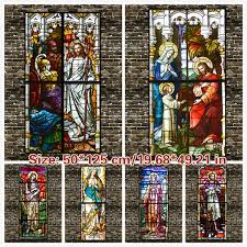 Hand painted stained glass decal/art cling. Self Adhesive Stained Glass Stickers European Church Chapel Opaque Window Film Privacy Wish
