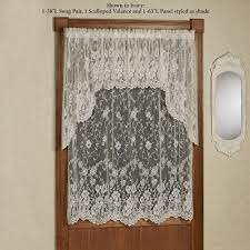 Lace scalloped valance curtain panel 70 x 20 floral pattern sears. Enchanting Roses Lace Window Treatment
