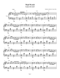 This single was also the band's first internation. Mad World Michael Andrews Gary Jules Piano Plateau Sheet Music Piano Sheet Music Sheet Music Mad World