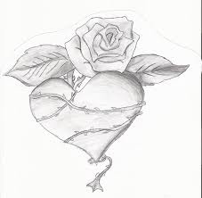 Heart Wrapped Around Rose Heart Drawing Roses Drawing Hearts And Roses