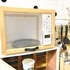 100均diy 子どもが喜ぶ ターンテーブル付きのおままごと用レンジ ままごとキッチン 手作り 子供用キッチン ままごと