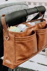 Faux Leather Stroller Organiser Pram Caddy Tan Stroller Organizer Pram Stroller