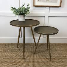 Round side table, metal end table, nightstand/small tables for living room, accent tables, side table for small spaces,gold & gray by aojezor. Industrial Edgy Antique Gold Side Table Large In 2021 Gold Side Table Small Round Side Table Antique Side Table