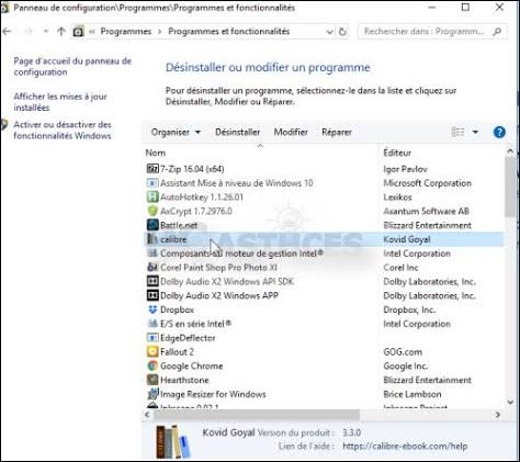 Retrouver le module Ajout / Suppression de programmes du panneau de configuration - Windows 10