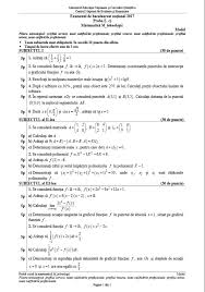 Bac Matematica 2017 Modele De Subiecte Si Barem La Mate Info Pedagogic Stiintele Naturii Si Tehnologic Stirileprotv Ro