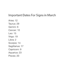 Important Dates For The Signs In March Zodiac Sign Traits Zodiac Signs Cancer Zodiac Signs Funny
