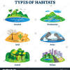 A specific place or natural conditions in which a plant or animal lives. 1