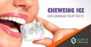 Don T Use Your Teeth To Crunch Ice Cubes Because Ice Chewing Is Powerful To Erode The Teeth Enamel Icechewing Icecrunching Dental Care Dental Tooth Enamel