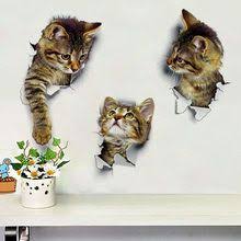 Lindo Papel Pintado De Gato 3d Decoracion De Bano Bano Sala De Estar Decoracion Del Hogar Calcomania De Pared Para Gato Dormitorio De Gato Stickers Decorativos