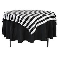Black And White Striped Tablecloth Near Me Black White Stripe Satin Overlay Black And White Theme Black White Parties White Party