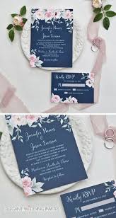 Gorgeous Navy Blue And Blush Pink Floral Watercolor Wedding Invitation Ewdk002 As Low As 2 29 Watercolor Floral Wedding Invitations Blue And Blush Wedding Blush Wedding Invitations